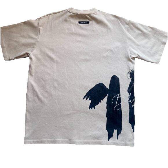 Blasphemy NYC Cream Angels Graphic T-Shirt 2XL Oversized Streetwear Gothic Tee - Picture 3 of 11